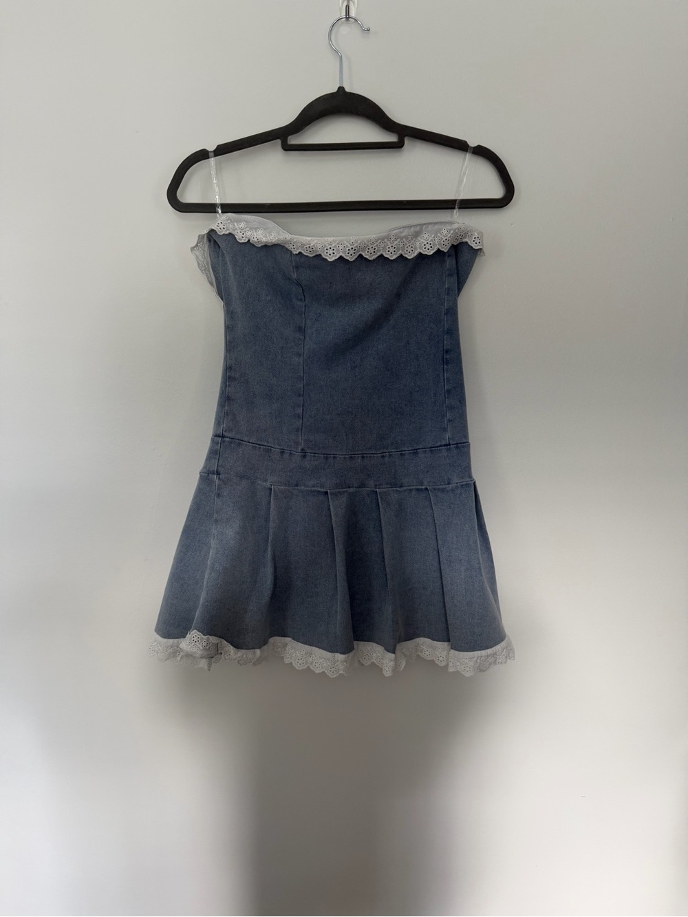 Women’s Blue Denim Lace-Trim Sundress